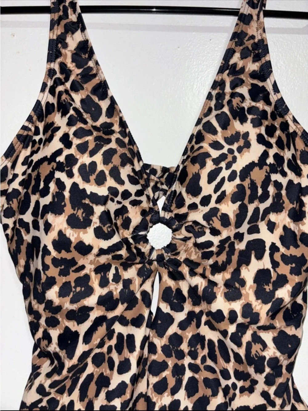 Leopard Print Womens One-Piece Swimsuit - Brown/Black